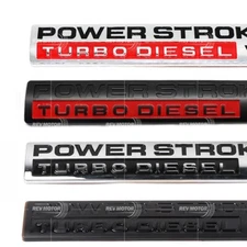 2pc FOR 05-10 POWER STROKE Turbo DIESEL V8 DOOR Fender EMBLEM BADGE BLACK CHROME