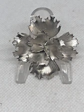 VINTAGE GIOVANNI SIGNED CARNATION SILVER COLOR BROOCH PIN