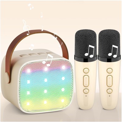 Karaoke-Maschine mit Mikrofonen, tragbar, mit LED, Bluetooth, Kinder & Erwach...