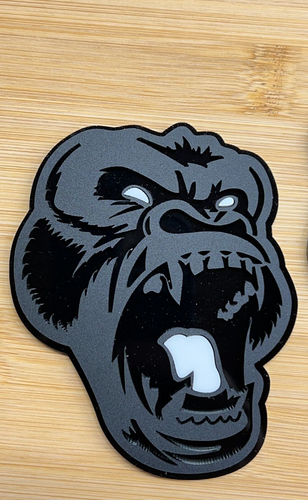 Angry Gorilla White Eye Car Truck Emblem Badge Matte Black /Black Custom PK of 2 - Picture 5 of 11