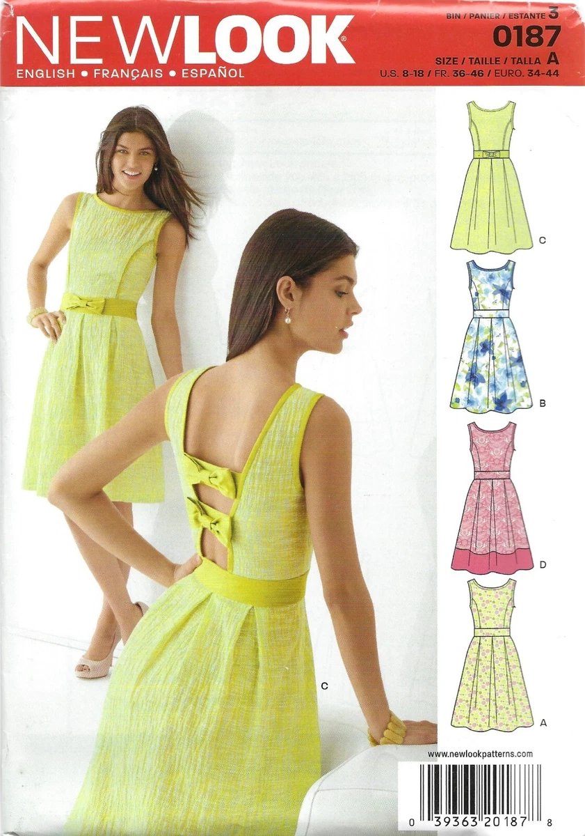 New Look 0187 Retro Style Dress w Ladder Back Detail Sz 8 18 UNCUT