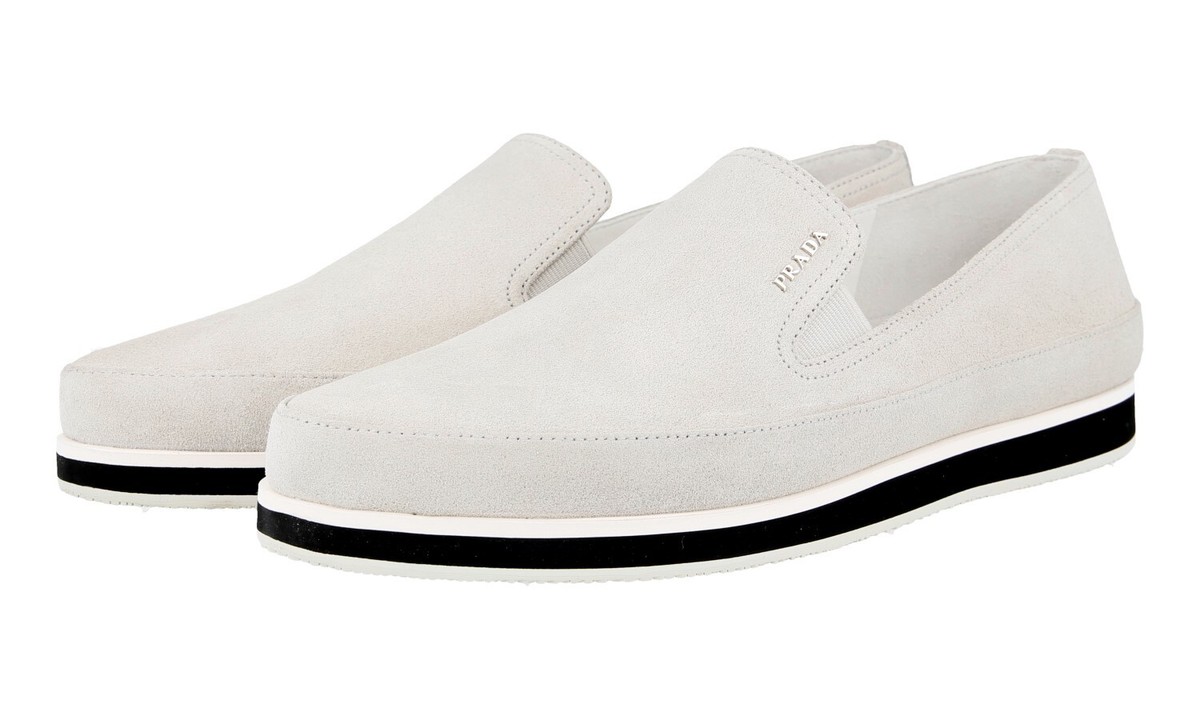Men’s Prada Espadrille Sneaker PRADA Leather Espadrilles Sole Slip-on Sneakers 4D2947 White  main image 4