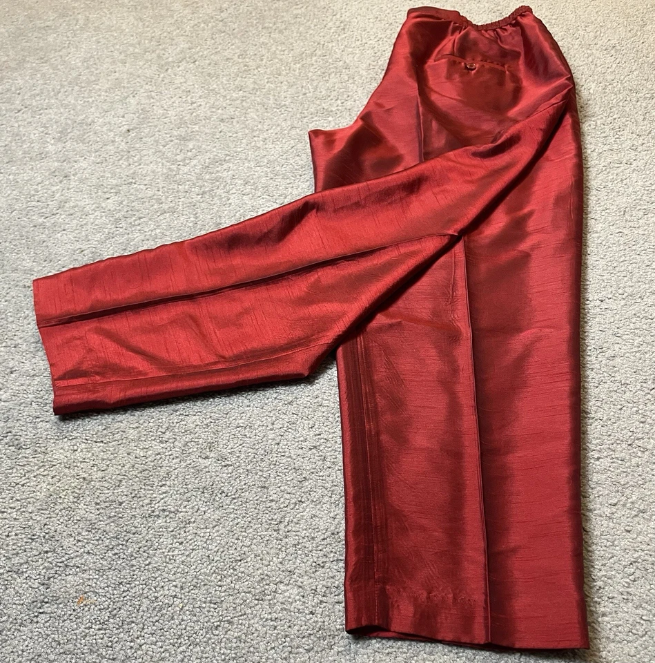 90s Larry Levine Woman’s Dress Pants 18W Red High Rise Straight Leg Formal Party - Image 2 of 4