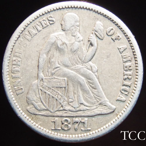 1871 S LIBERTY SEATED DIME ~ GORGEOUS, RARE 10c COIN ~ FREE SHIPPING ~ TCC