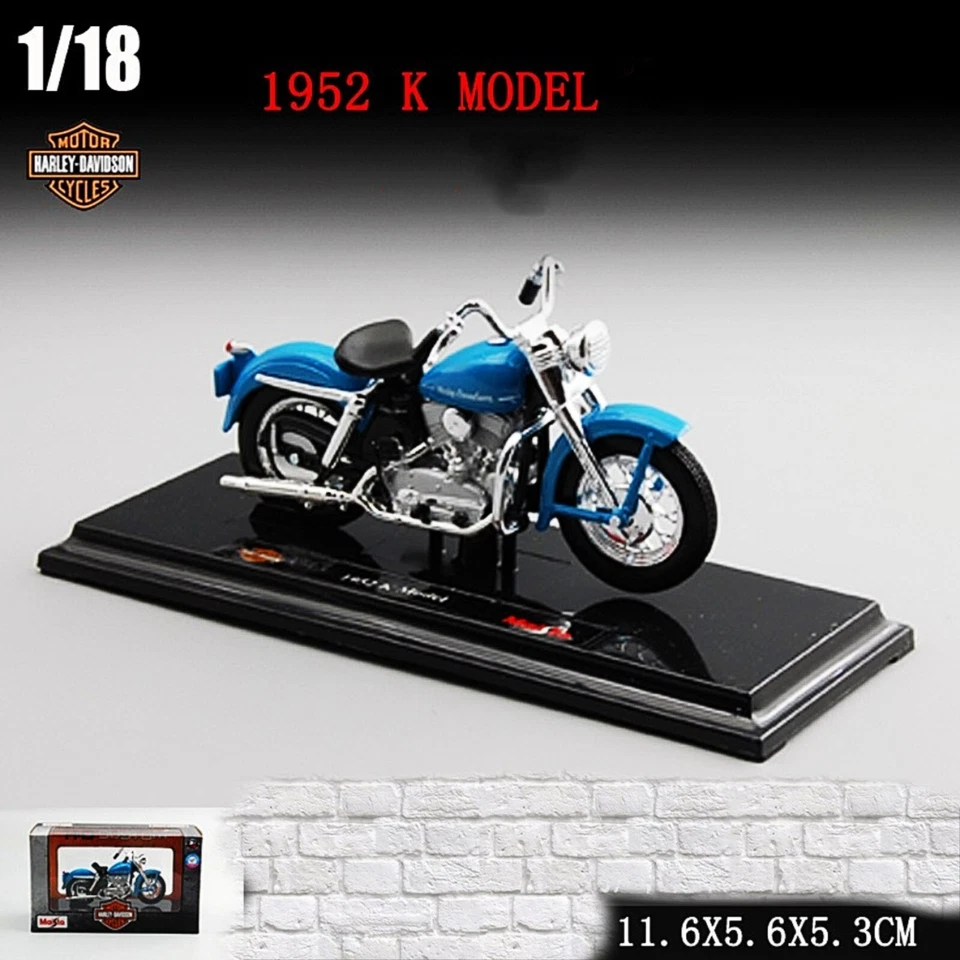 Maisto 1/18 Vintage Harley Davidson 1952 Modelo K Motocicleta Modelo Juguete Azul Nuevo Foto 3 de 4