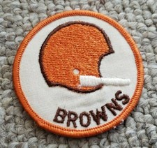 Vintage 1970s NFL Cleveland Browns 3 inch Round Patch embroidered Helmet