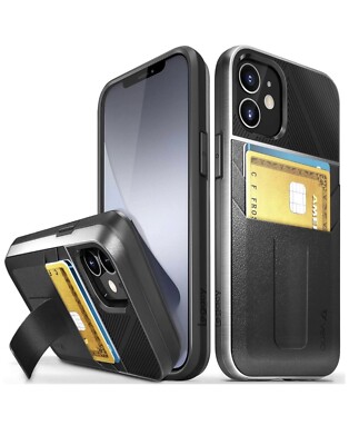 iPhone 12 Mini 5.4in  Card Holder Case With Kickstand By Vena Space Grey NEW