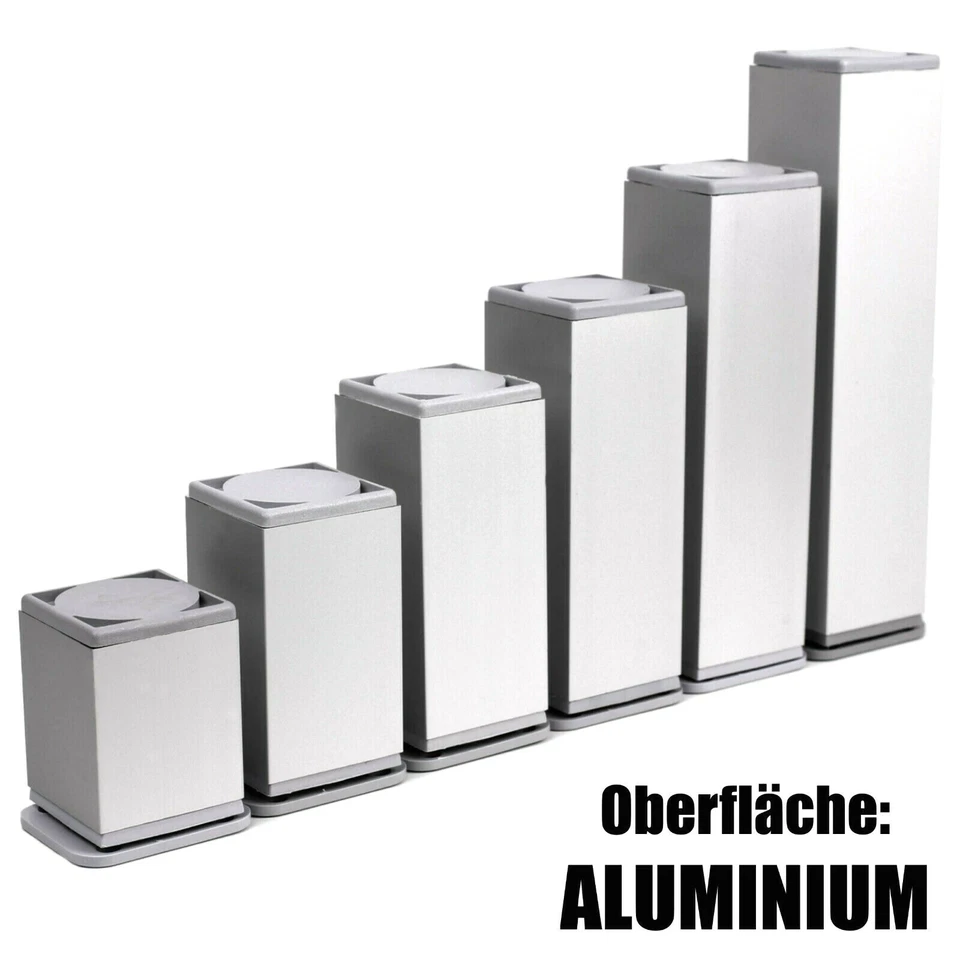 4-er SET 40x40 MODERN ALUMINIUM Möbelfuß Möbelfüße Sockelfuß Schrankfuße Fuße