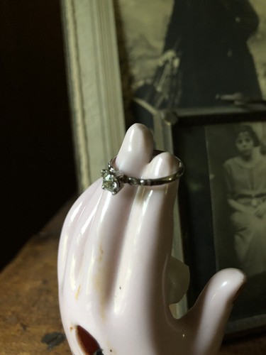 Vintage Sterling Silver Engagement Sweet Sixteen Glass Stone Ring Hearts sz 6.5 - Picture 6 of 11