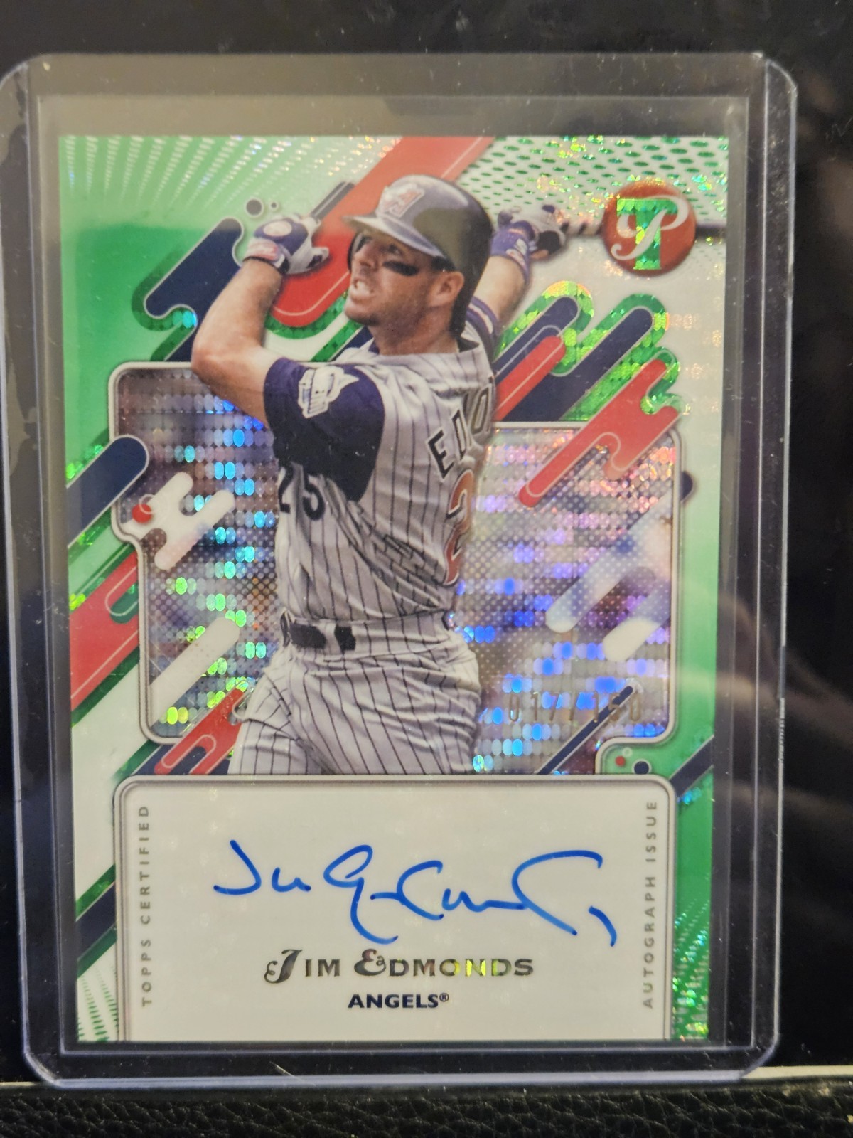 2025 Topps Pristine Jim Edmonds Auto Green Pulsar Refractor /150
