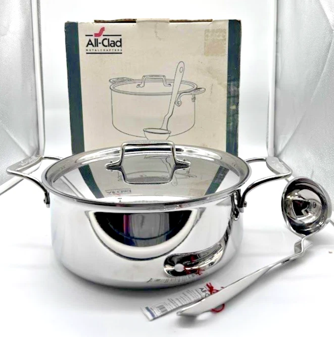 All-Clad D5 Stainless Steel 6QT Soup Pot with Lid and 4oz Ladle Set New in Box
Opens in a new window