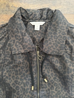Laura Ashley Jacket Womens Medium Brown Animal Print Rain Coat Jacket B4