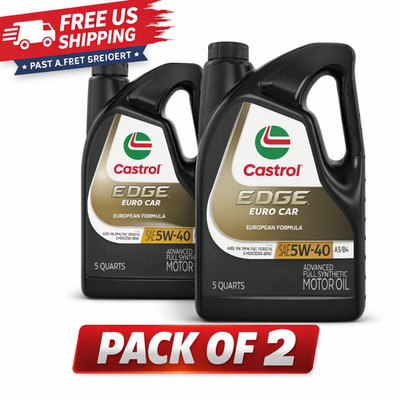 Pack of 2-Castrol EDGE Euro 5W-40 A3/B4 Advanced Full Synthetic Motor Oil, 5 QT