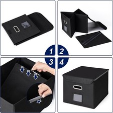 Large File Organizer Box with Lid Hanging Folder Storage for Office Home Black