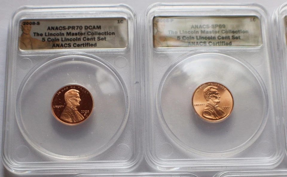 5 Coin Lincoln Cent Set Master Collection 2008-PDS - ANACS PR70 DCAM, SP69, MS67 - Image 3 of 4
