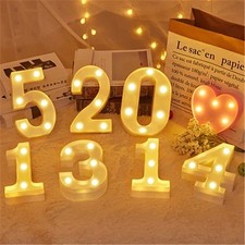 LED NUMBERS LETTER LIGHT UP WHITE PLASTIC LETTERS STANDING HANGING 0-9
