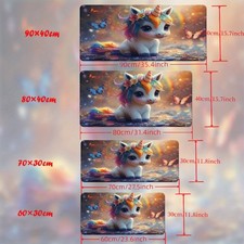 40 90cm XXL Unicorn Mouse Pad with Colorful Rainbow Mane Butterflies Design, N