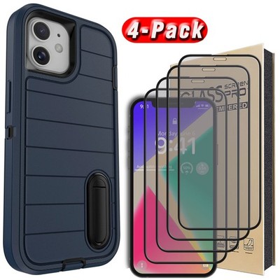 For Apple iPhone 12 Pro/Pro Max Case Shockproof Stand Cover / Screen Protector