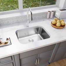 23'' Undermount Kitchen Sink, Stainless Steel Single Bowl Kitchen Sink Bar Sink