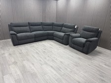 SCS CORNER SOFA + CHAIR ELECTRIC RECLINER USB + USB-C CODA BLACK FABRIC