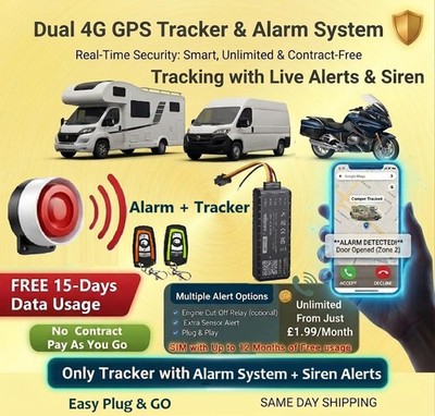 Triple Alarm + 4G GPS Tracker System + Gratis Live Alert + Tracking - Wohnmobil - Van - Wohnmobil