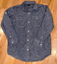 EUC Gap Kids XL 12 Teen Boy Chambray Blue Button Down Shirt Long Sleeve Roll up