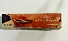 Vintage Oneida Deluxe 3-Piece Baby Flatware Set Stainless Steel Fork Spoon Boxed