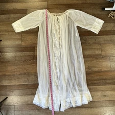 VTG Gaymode JCPenney Sheer Lace Peignoir Robe Ivory Womens Sz L USA Made #101216