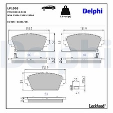 DELPHI Plaquettes de frein Avant pour HONDA Accord VI Berline (CK, CG, CH, CF8)
