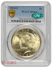 1924-S $1 Peace Dollar PCGS MS 64 CAC