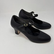 Capezio 653 Black Leather Mary Jane Character Shoes Women  s 10M 3" Heel Dance