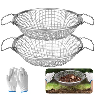 2PCS 1/4 Inch Soil Sifter for Gardening, Compost, 5 Gallon Buckets