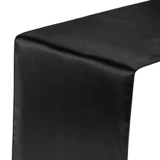 10 Pack Satin Table Runner, 12"x108" Smooth Silk Table Runner, Black