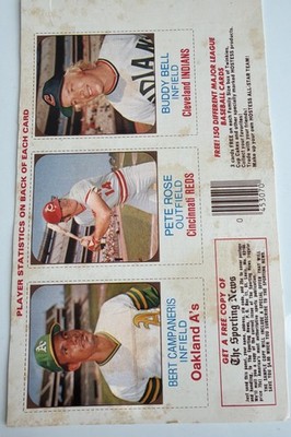 1975 Hostess Full Triple Panel PETE ROSE Bert Campaneris Buddy Bell #28 29 30