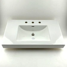 Fairmont Designs 30" x 18" White Ceramic Drop-In Vanity Top Sink w Faucet Holes