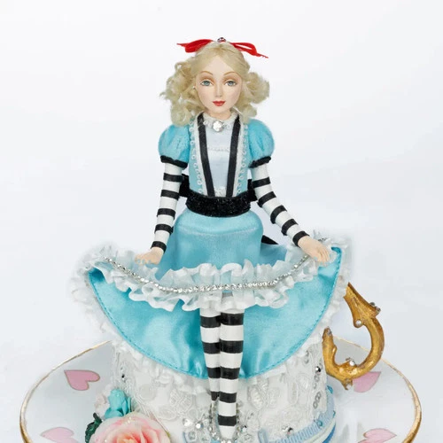 12.5" Alice On Teacup Blue Pastel Easter Decor *SHIPS WITHIN 10 DAYS* NEW 2025
