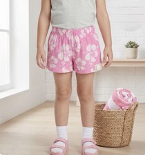 Disney Minnie Mouse Pink Hibiscus Floral Shorts Girls Size XS 4/5 NWT