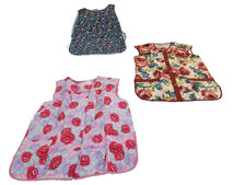 Vintage lot of 3 Granny Aprons Smocks 2 Snap Front Pockets L - 1 Ties 60s 70s