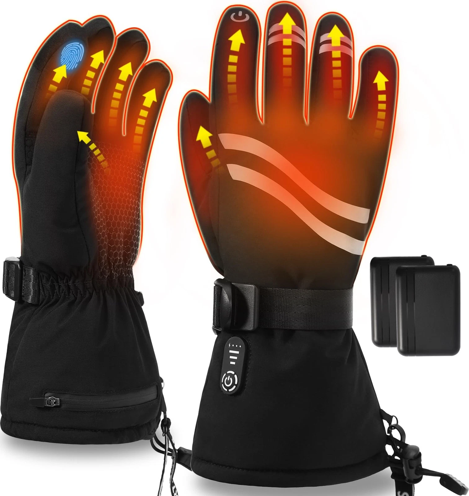 Heated Gloves for Men Women, Rechargeable Heated Gloves with Touchscreen, Wat...