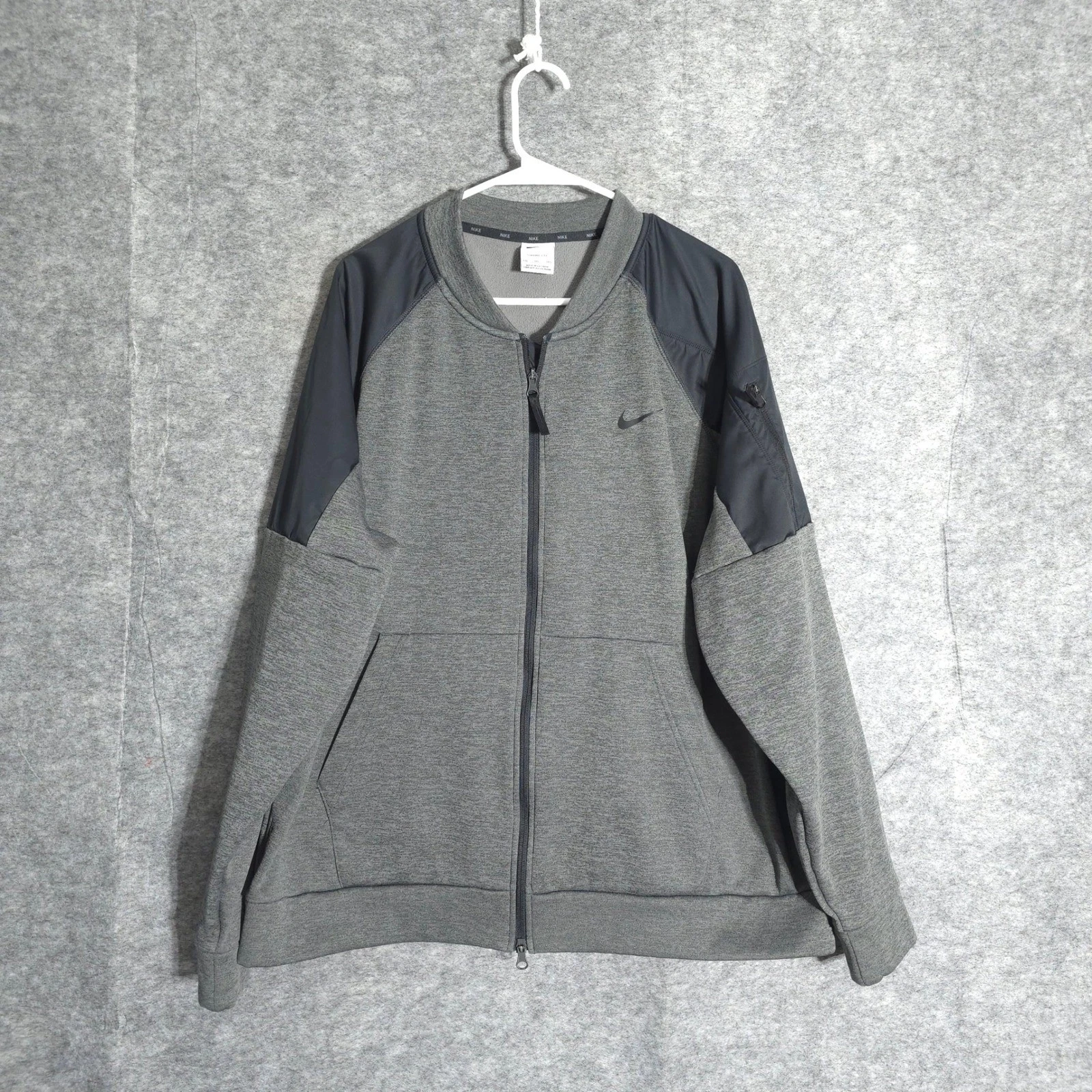 Nike Therma-FIT Jacket Mens XXL Gray DQ4852-071 Full Zip Fleece Bomber Thermal