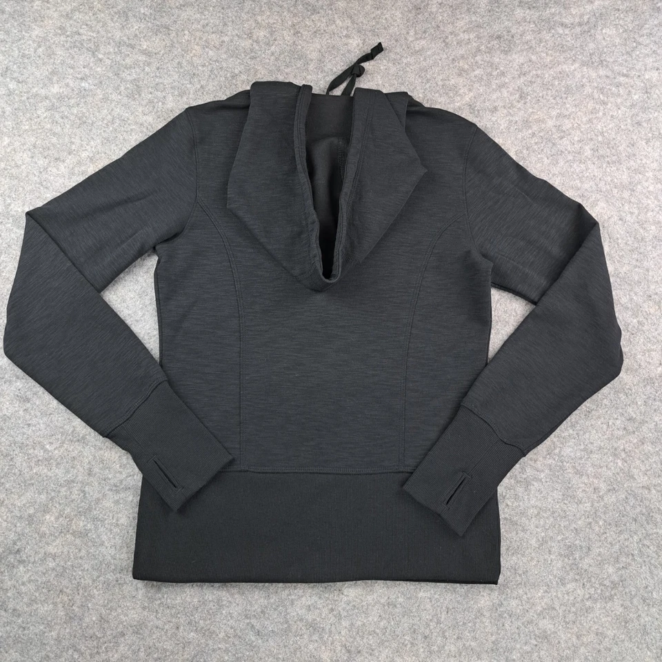 Sudadera Lucy Mujer Pequeña Negra Cremallera Completa Sudadera con Capucha Rendimiento Elastizada Yoga Gimnasio Foto 4 de 4