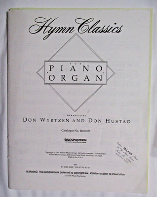 Hymn Classics for Piano Organ, missing cover
