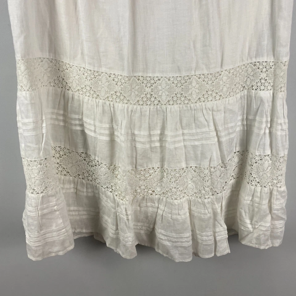 Maxi Falda J. Jill Lino Encaje Talla 14P Blanca Cremallera Lateral Forrada en Algodón Foto 3 de 4