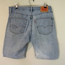 Levis 505 Mens Light Wash Denim Shorts Regular Fit Blue Cotton W36 Jorts Y2K