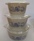 Vintage Lot 3 Pyrex Homestead Casserole Bowls With Glass Lids In Original