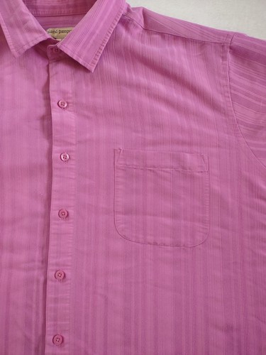 Island Passport Mens 2XL XXL Short Sleeve Button Up Shirt Pink Pocket Comfort - Picture 7 of 14