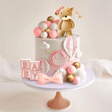 Pink Bear Cake Decoration Baby Bear Baby Shower Cake Topper Bears Cake D