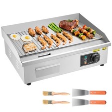 VEVOR 22" Commercial Electric Griddle Countertop Half Flat Grill 1750W