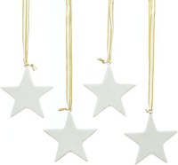 Weihnachtsdeko Sterne Porzellan Weiß Christbaumschmuck 12Er Set 3 GrößEn 5-10 Cm