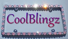 Big Clear Crystal Rhinestone Lt Pink Flowers Sparkle Bling License Plate Frame Big Clear Crystal Rhinestone Lt Pink Flowers Sparkle Bling License Plate Frame